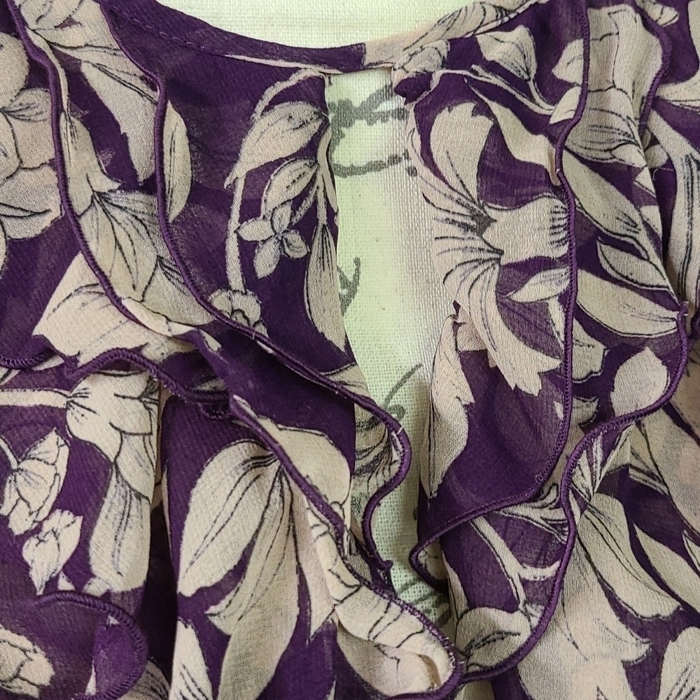 - ZARA Dress Ruffled Floral Size Medium - Picture 3 of 12